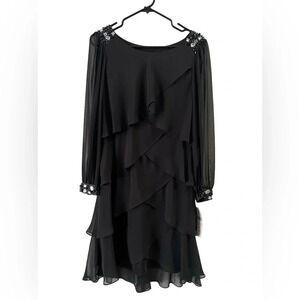 S.L fashions ruffled sequined mini dress